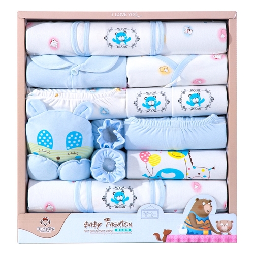 16-PIECE BABY CLOTHES / S103D - Gift box set with summer cotton clothes 0-1yr old