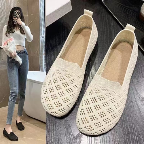 MESH SLIP-ON SHOES / CREAM / S93 - Slip on shoes for women