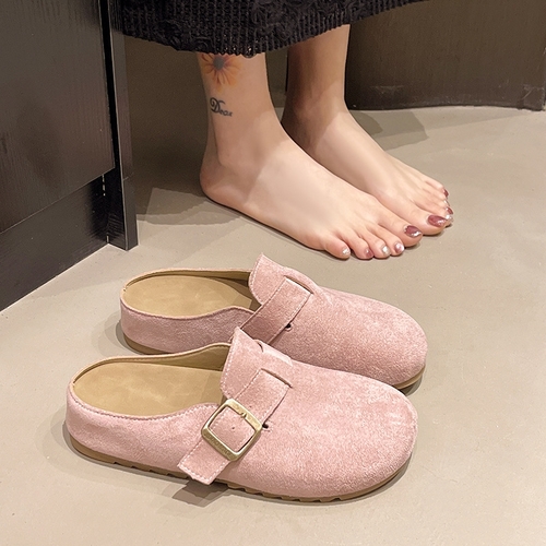 CLOSED-TOE HALF-SLIPPERS / PINK K54 - Color:pink