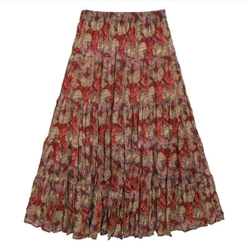FLORAL SKIRT / C103 - Pleated Floral Skirt for Women Size:large