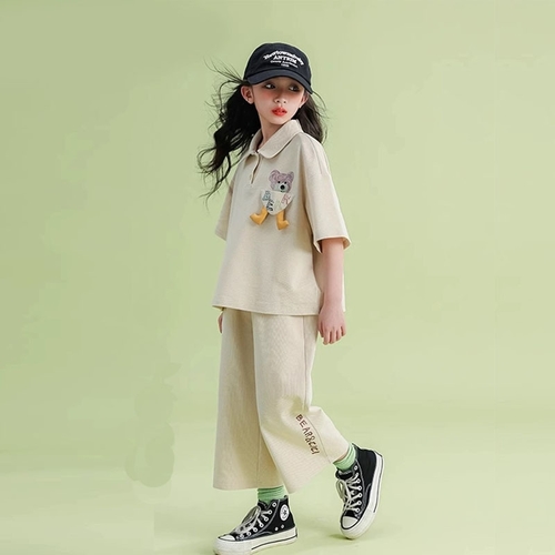 GIRL'S TOP AND WIDE-LEG PANTS / CREAM S62 - Girl\