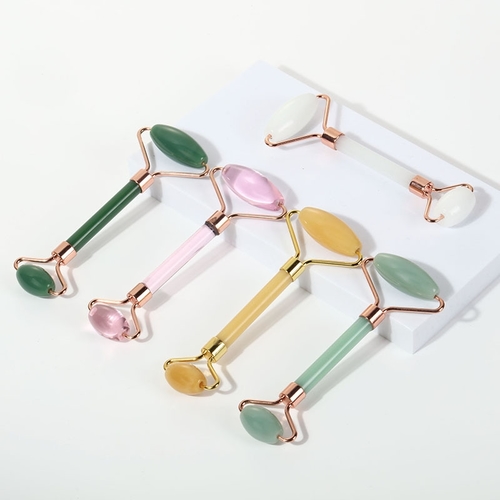 FACIAL MASSAGE ROLLER / K48 - Metal and jade massager