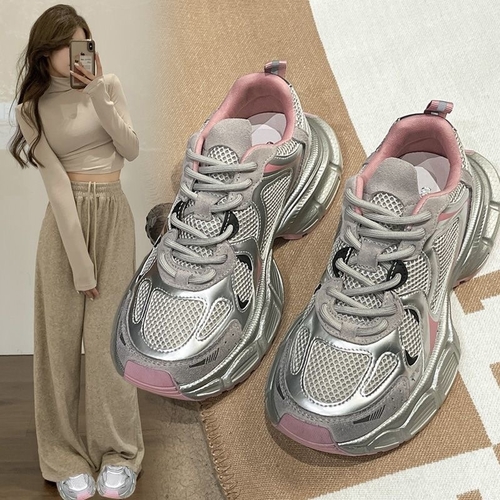 RUNNING SHOES / S74 - Mesh leisure running shoes for women Color:gray pink
