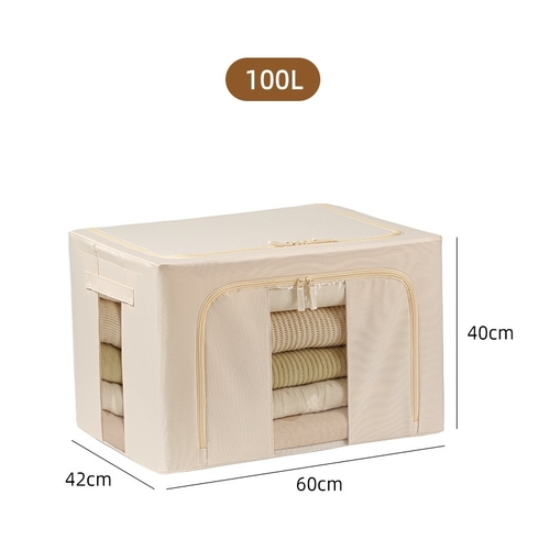 FOLDABLE FABRIC STORAGE BOX WITH METAL ROD - 60*42*40cm / K112 - FOLDABLE FABRIC STORAGE BOX 60*42*40cm