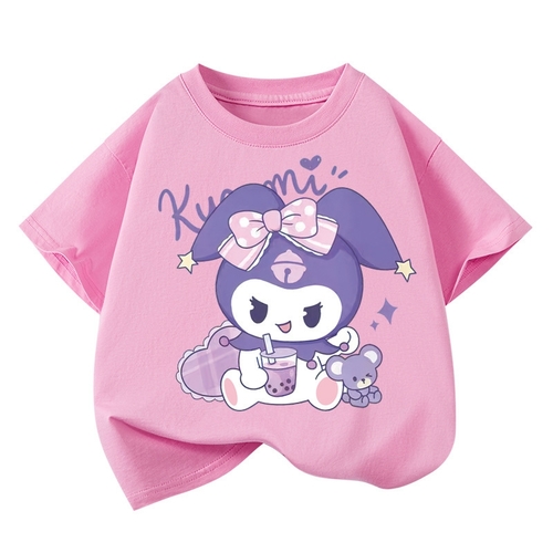 KUROMI COTTON T-SHIRT / PINK S199 - Girl's cotton tshirt