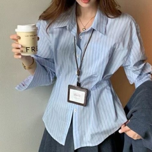 LONGSLEEVE SHIRT / K157 - BLUE LONGSLEEVE STRIPED SHIRT MEDIUM