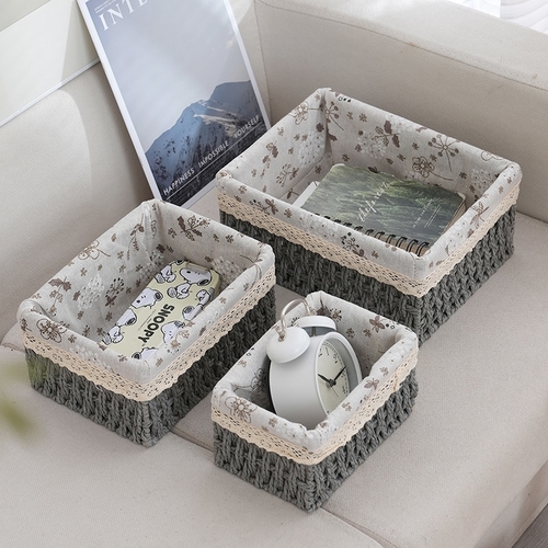3-PIECE WOVEN BASKET ORGANIZER / S202 - Desktop/drawer organizer basket 3pcs in one set