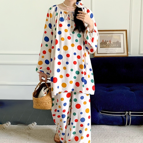 POLKA-DOT PAJAMA SET / F029 - COLOR/DESIGN:POLKA-DOT