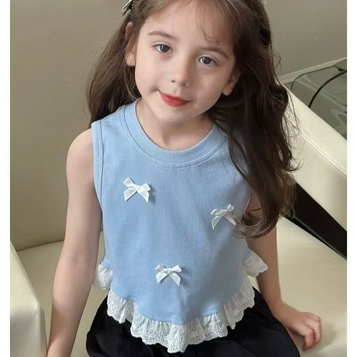 COLOR BLUE VEST TOP FOR GIRLS - F298B - Color:blue