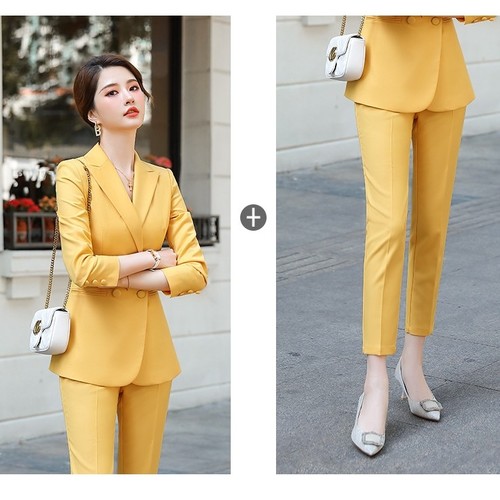 WOMEN'S SUIT TWO-PIECE SET / YELLOW S274 - Color:yellow
