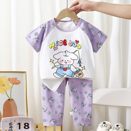 GIRL'S PAJAMA SET / S811C - Print:nice day Color:purple