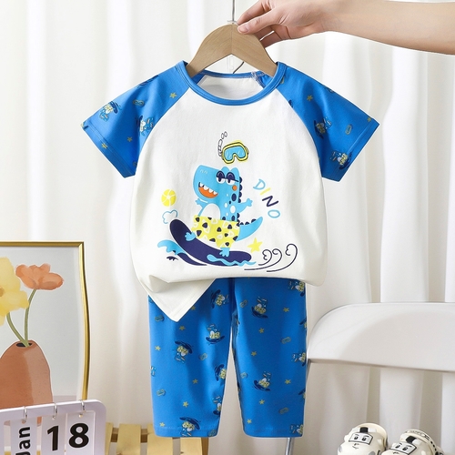 BOY'S PAJAMA SET / S811E - PRINT:DINO COLOR:BLUE