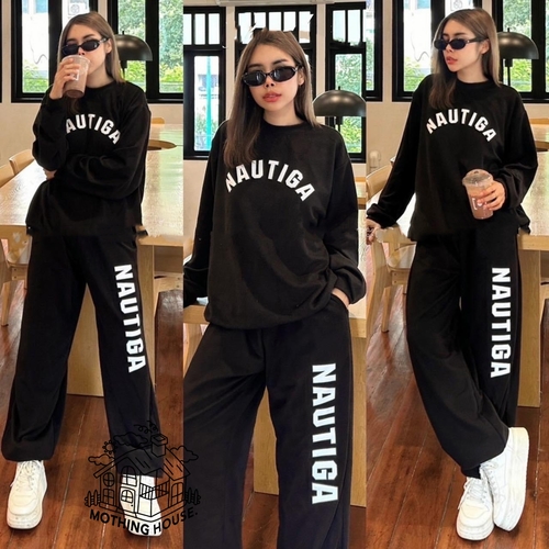 WOMEN'S SWEATSHIRT AND PANTS SET / BLACK S779 - Color:black One size