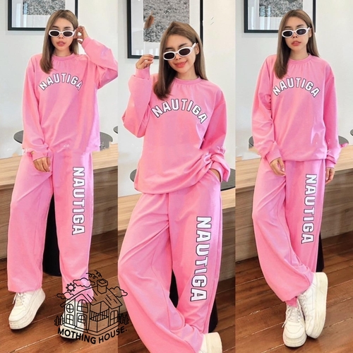 WOMEN’S SWEATSHIRT AND PANTS SET / PINK S779 - Color:pink