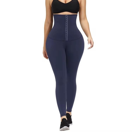 WAIST TRAINER COMPRESSION LEGGINGS / NAVY BLUE S796 - Tummy control slimming corset leggings Color:blue