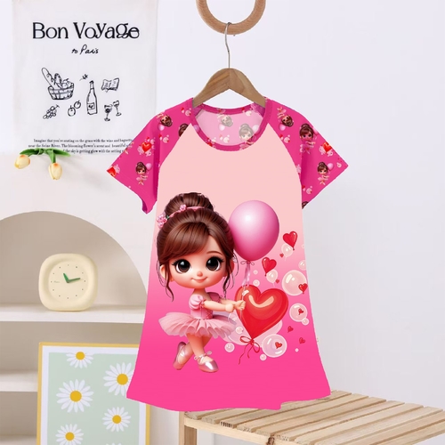 GIRL'S DRESS / U364B - Girl's nightdress Color:pink