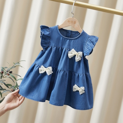 GIRL'S DENIM DRESS / S853 - Color blue denim dress