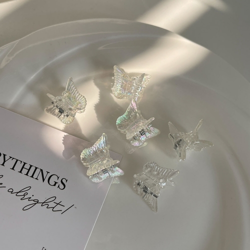 6-PIECE HAIRCLIP / S605D - Transparent small butterfly hairclip 6pcs in 1 pack
