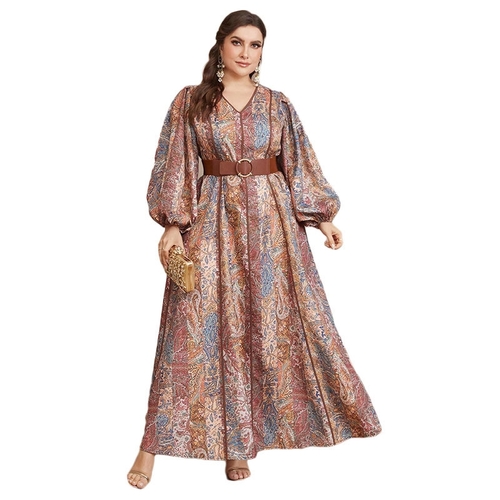 WOMEN'S DRESS / S858 - WOMEN'S LONG PRINTED DRESS