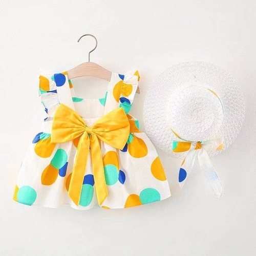BABY GIRL DRESS WITH HAT  U241A/U486A - POLKA-DOT DRESS WITH HAT