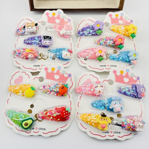 5-PIECE QUICKSAND HAIRPIN / U318 - Colorful quicksand clips