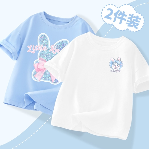 2-PIECE GIRL'S SHORT-SLEEVE SHIRT / LITTLE RABBIT U336 - 2-PIECE GIRL'S SHORT-SLEEVE SHIRT / LITTLE RABBIT