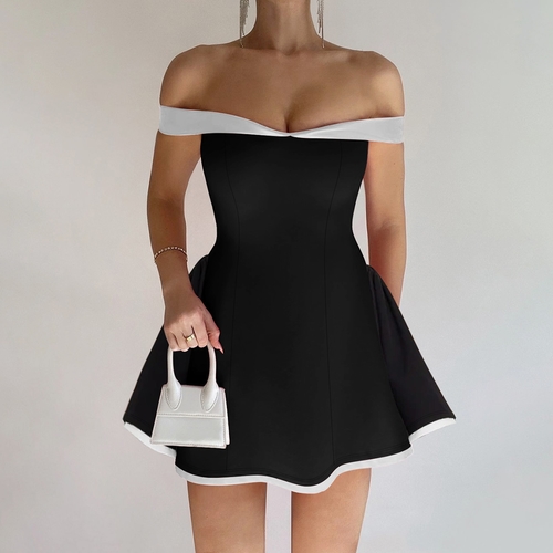 WOMEN'S BODYCON MINI DRESS / BLACK U366 - Black mini dress
