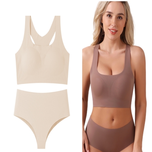 SEAMLESS BRA AND PANTY / CREAM U350 - Color: cream white