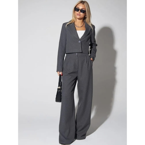 WOMEN’S GRAY PANTSUIT / U360 - Blazer and wide-leg trousers