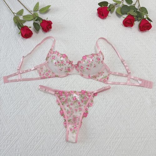 TWO-PIECE LINGERIE SET / U361P - Color : pink