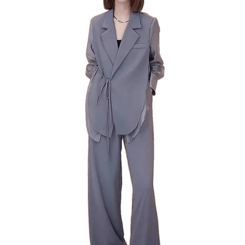 WOMEN'S CASUAL LOOSE SHIRT AND PANTS SET - S902G - Color:gray