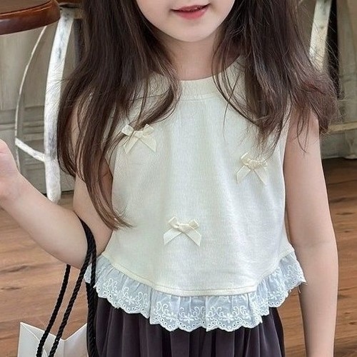 COLOR CREAM VEST TOP FOR GIRLS - F298C - Color:cream white