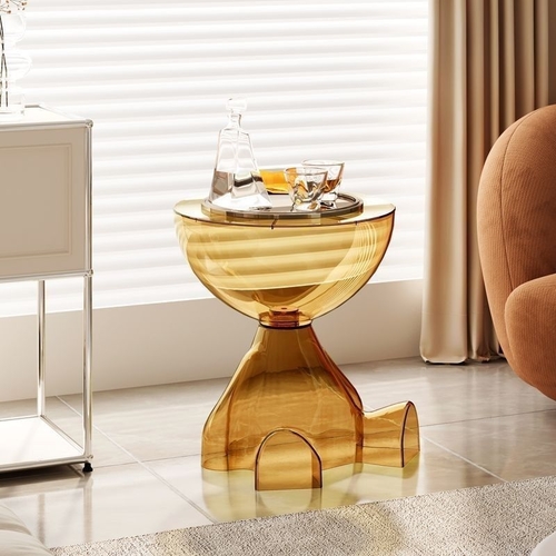CREATIVE MOVABLE SIDE TABLE / GOLD / U137 - Acrylic gold H-36cm W-40cm