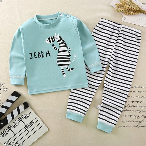 TWO PIECE SET PAJAMA AND SWEATSHIRT / F304D - Color:green Print:zebra
