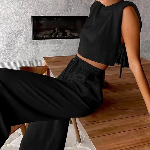 LINEN SET / BLACK / U405