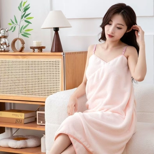 WOMEN'S TOWEL BATHROBE / U487P - Color pink Free size
