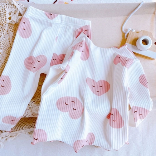 TWO-PIECE SET PAJAMA / F047B/U483 - Color : White pants without buttons   Suitable for height : 100cm, 110cm, 120cm, 130cm