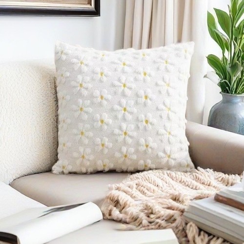 PILLOW CASE - S542/S518C - Pillow case-flower design Color:white