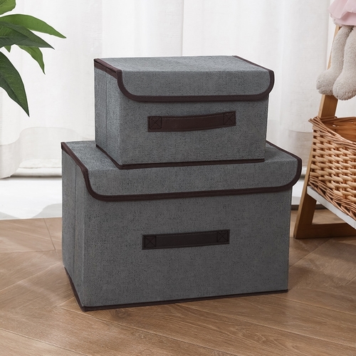 TWO-PIECE STORAGE BOX / GRAY/U90 - Foldable eco-friendly non woven fabric storage box