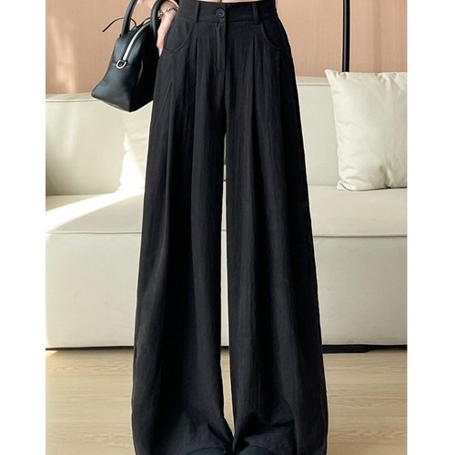 BLACK WIDE LEG PANTS / S665 - Wide-leg pants