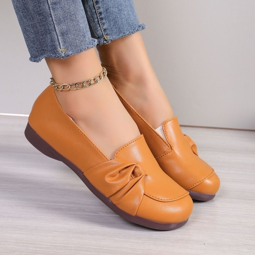 WOMEN'S SOFT LEATHER SLIP-ON SHOES / TAN /S46 - Color : tan Note-See the last photo for the actual color of this item.