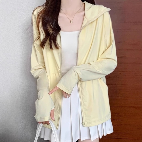 WOMEN'S ICE SILK HOODED-YELLOW S759 - Color:yellow