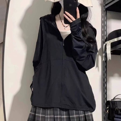 WOMEN'S ICE SILK HOODED-BLACK S759 - Color:black