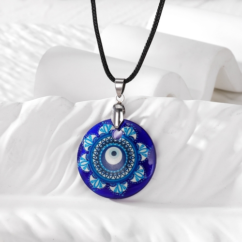 GLASS EVIL EYE NECKLACE / S749B - GLASS EVIL EYE NECKLACE