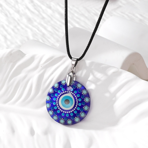 GLASS EVIL EYE NECKLACE / S749C - GLASS EVIL EYE NECKLACE