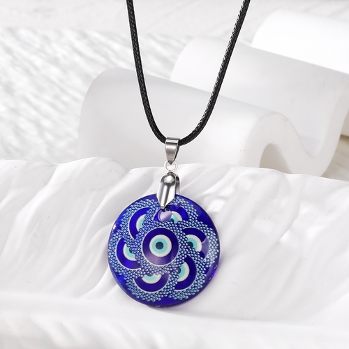 GLASS EVIL EYE NECKLACE / S749D - GLASS EVIL EYE NECKLACE