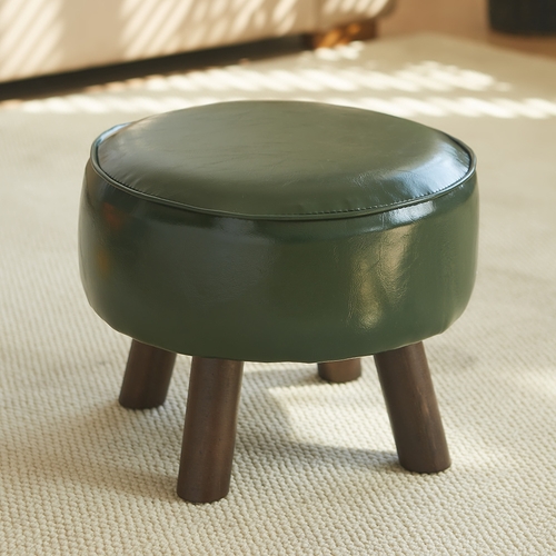 ROUND STOOL / U321 - Material:wood and leather
