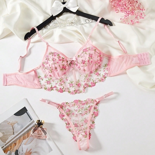TWO-PIECE LINGERIE SET / U373E - TWO-PIECE LINGERIE SET PINK