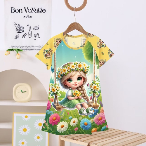 GIRL'S DRESS / U364D - Girls nightdress Color:green