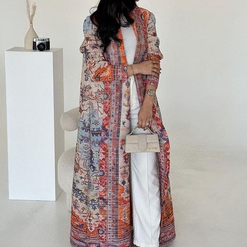 PRINTED CARDIGAN LONG COAT / U246E - COLOR MIX COLOR
  ONE SIZE